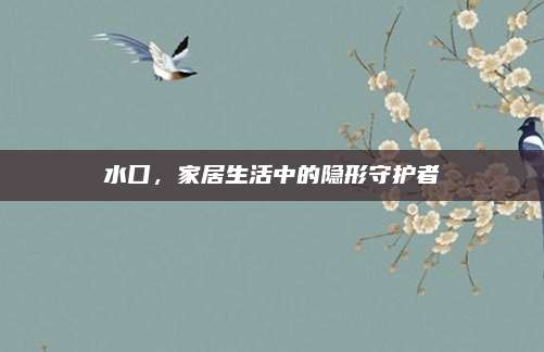 水口，家居生活中的隐形守护者
