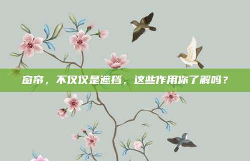窗帘，不仅仅是遮挡，这些作用你了解吗？