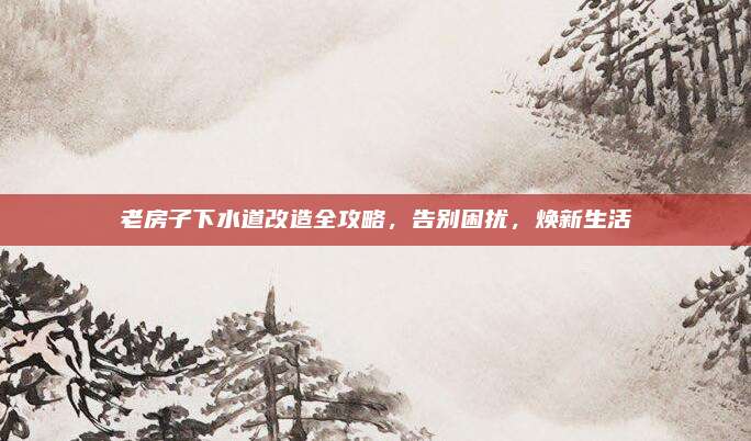 老房子下水道改造全攻略，告别困扰，焕新生活