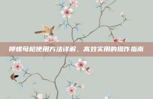 铆螺母枪使用方法详解，高效实用的操作指南
