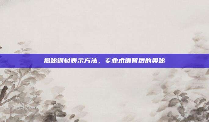 揭秘钢材表示方法，专业术语背后的奥秘