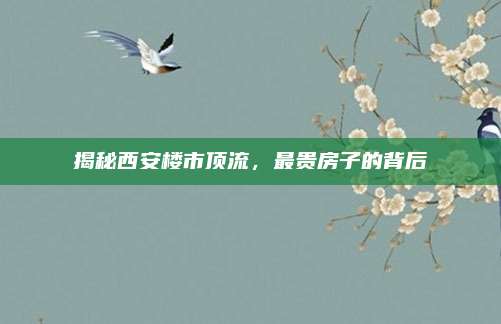揭秘西安楼市顶流，最贵房子的背后