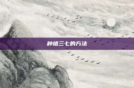 种植三七的方法