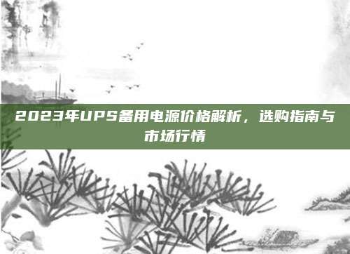 2023年UPS备用电源价格解析，选购指南与市场行情