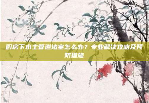 厨房下水主管道堵塞怎么办？专业解决攻略及预防措施