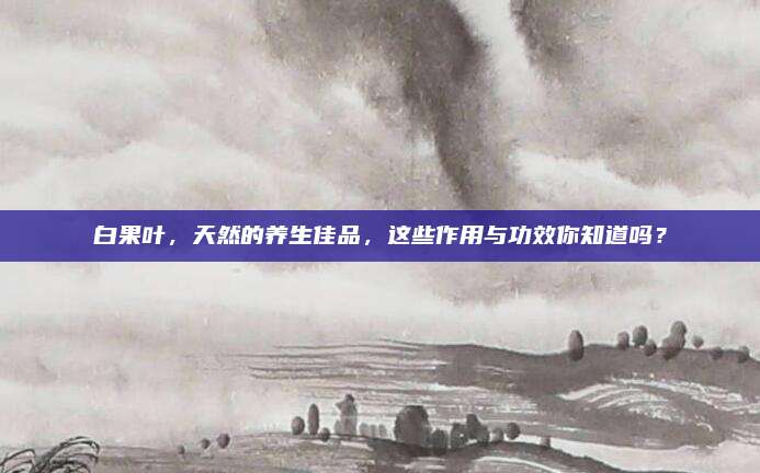 白果叶，天然的养生佳品，这些作用与功效你知道吗？
