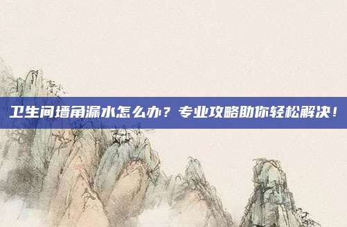 卫生间墙角漏水怎么办？专业攻略助你轻松解决！