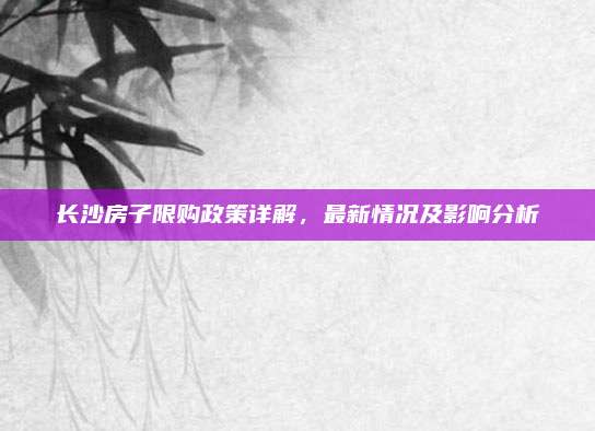 长沙房子限购政策详解，最新情况及影响分析