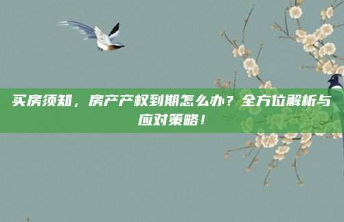 买房须知，房产产权到期怎么办？全方位解析与应对策略！
