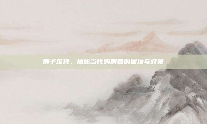 房子难找，揭秘当代购房者的困境与对策