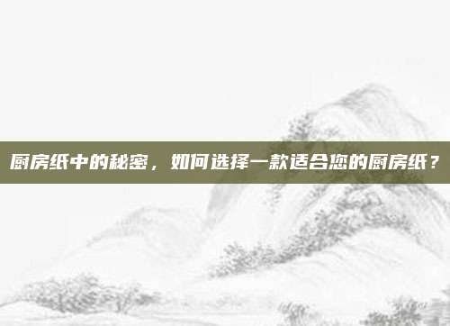 厨房纸中的秘密，如何选择一款适合您的厨房纸？