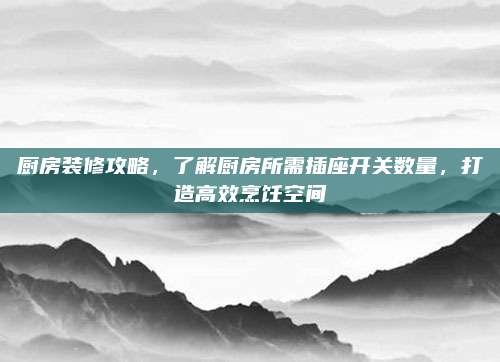 厨房装修攻略，了解厨房所需插座开关数量，打造高效烹饪空间
