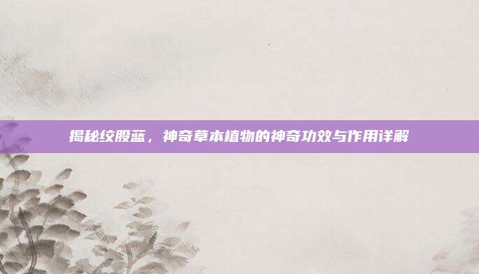 揭秘绞股蓝，神奇草本植物的神奇功效与作用详解