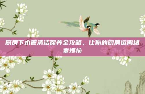 厨房下水管清洁保养全攻略，让你的厨房远离堵塞烦恼