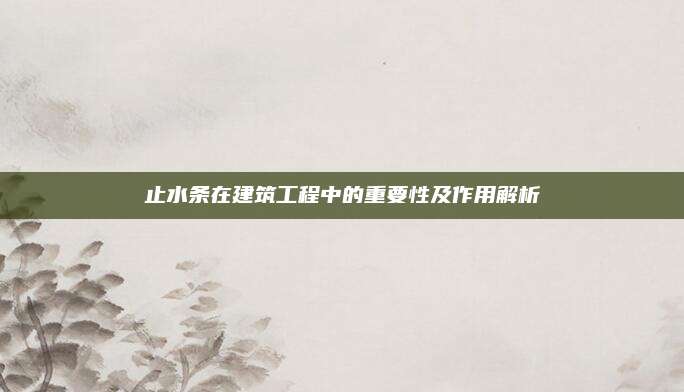 止水条在建筑工程中的重要性及作用解析
