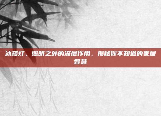 冰箱灯，照明之外的深层作用，揭秘你不知道的家居智慧