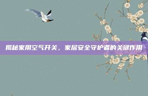 揭秘家用空气开关，家居安全守护者的关键作用