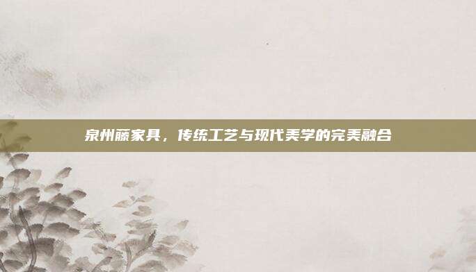泉州藤家具，传统工艺与现代美学的完美融合