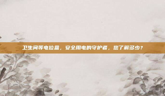 卫生间等电位盒，安全用电的守护者，您了解多少？