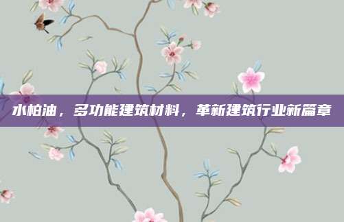水柏油，多功能建筑材料，革新建筑行业新篇章
