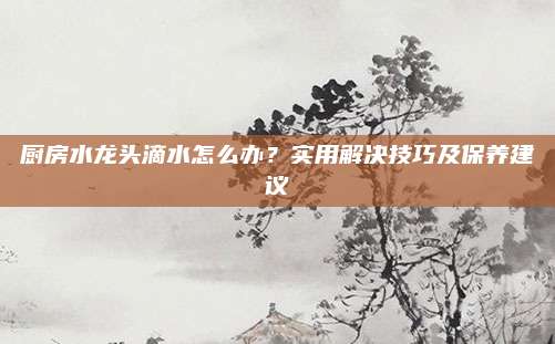 厨房水龙头滴水怎么办？实用解决技巧及保养建议