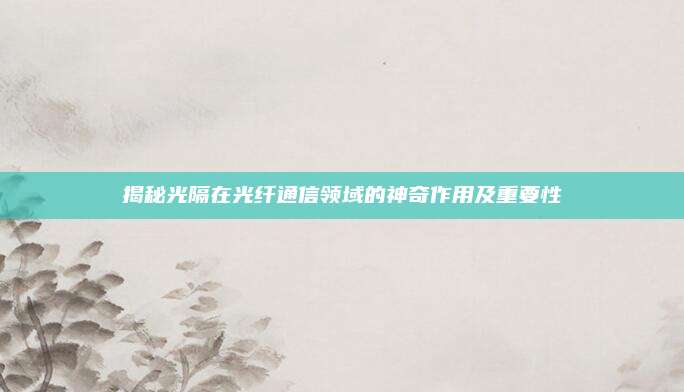 揭秘光隔在光纤通信领域的神奇作用及重要性