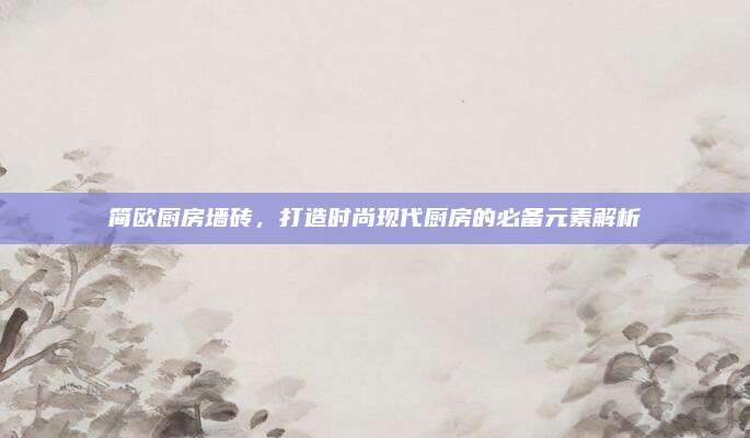 简欧厨房墙砖，打造时尚现代厨房的必备元素解析
