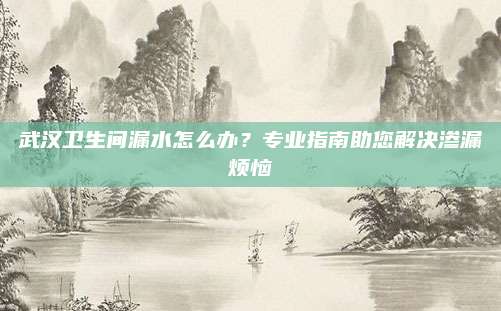 武汉卫生间漏水怎么办？专业指南助您解决渗漏烦恼