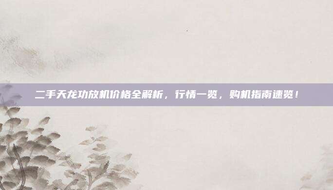 二手天龙功放机价格全解析，行情一览，购机指南速览！