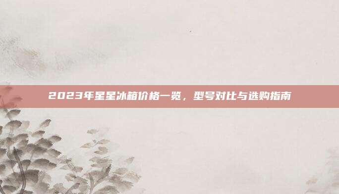2023年星星冰箱价格一览，型号对比与选购指南