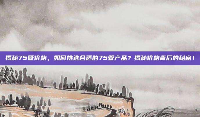 揭秘75管价格，如何挑选合适的75管产品？揭秘价格背后的秘密！