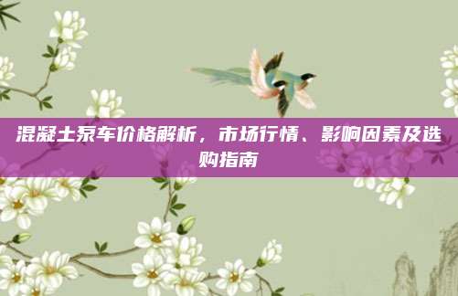 混凝土泵车价格解析，市场行情、影响因素及选购指南