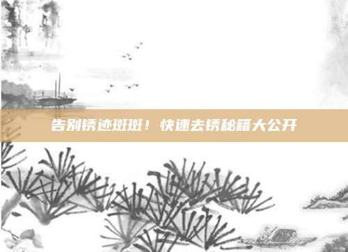 告别锈迹斑斑！快速去锈秘籍大公开
