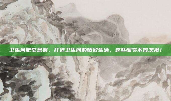 卫生间肥皂盒架，打造卫生间的精致生活，这些细节不容忽视！