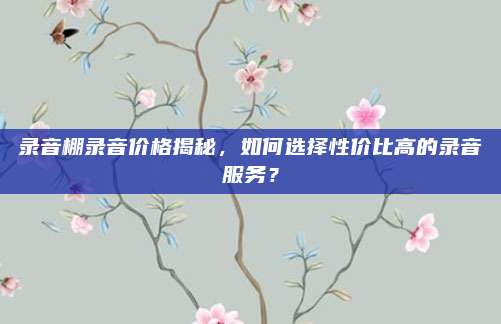 录音棚录音价格揭秘，如何选择性价比高的录音服务？