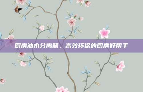厨房油水分离器，高效环保的厨房好帮手