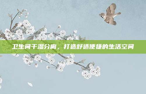 卫生间干湿分离，打造舒适便捷的生活空间