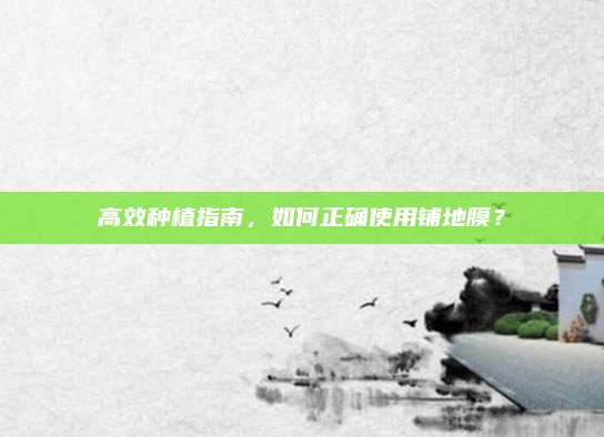 高效种植指南，如何正确使用铺地膜？
