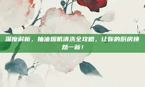深度解析，抽油烟机清洗全攻略，让你的厨房焕然一新！