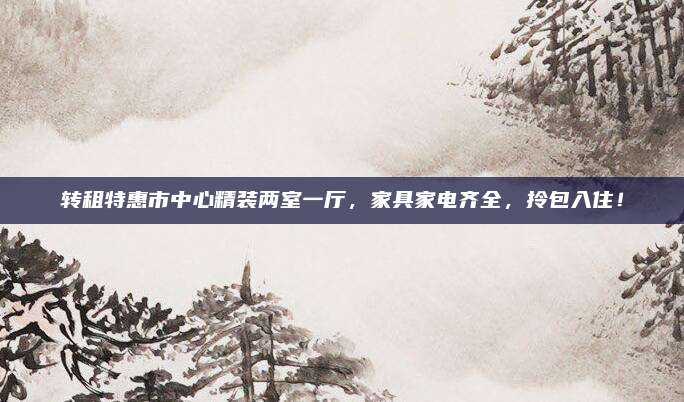 转租特惠市中心精装两室一厅，家具家电齐全，拎包入住！
