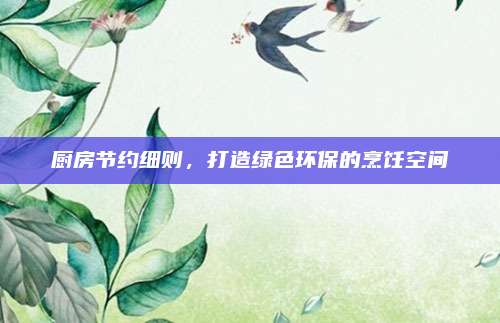 厨房节约细则，打造绿色环保的烹饪空间