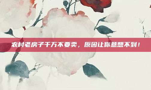 农村老房子千万不要卖，原因让你意想不到！