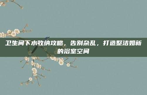卫生间下水收纳攻略，告别杂乱，打造整洁如新的浴室空间