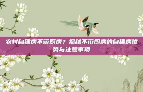 农村自建房不带厨房？揭秘不带厨房的自建房优势与注意事项