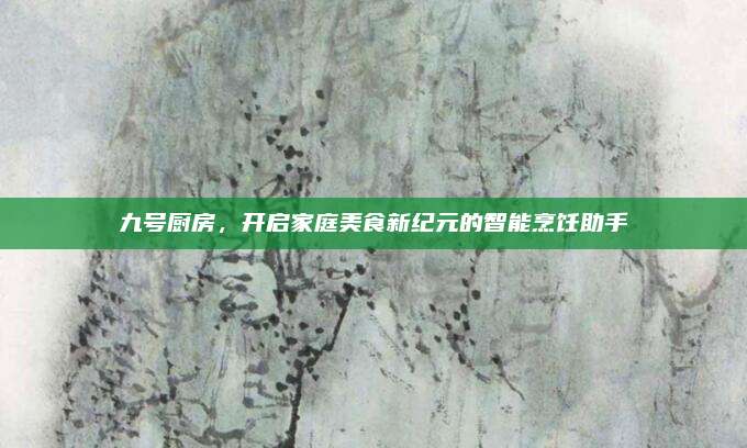 九号厨房，开启家庭美食新纪元的智能烹饪助手