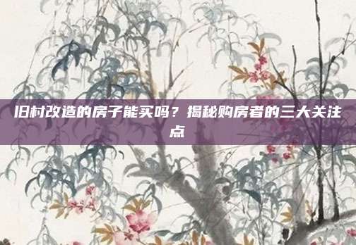 旧村改造的房子能买吗？揭秘购房者的三大关注点