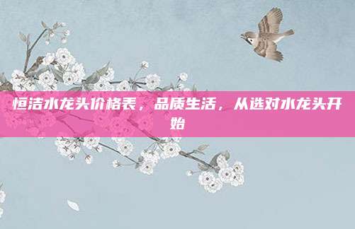 恒洁水龙头价格表，品质生活，从选对水龙头开始
