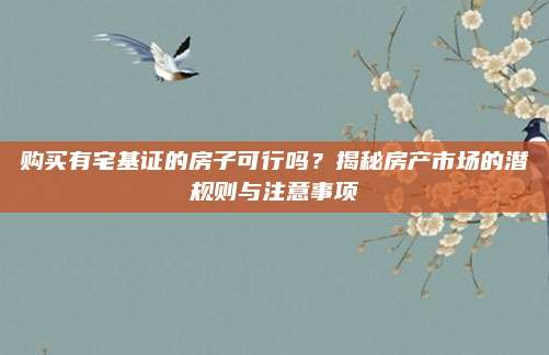 购买有宅基证的房子可行吗？揭秘房产市场的潜规则与注意事项
