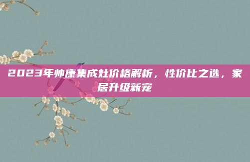2023年帅康集成灶价格解析，性价比之选，家居升级新宠