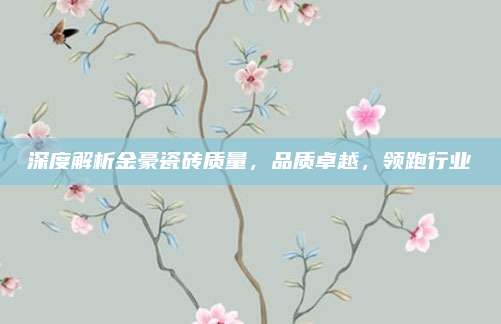 深度解析金豪瓷砖质量，品质卓越，领跑行业